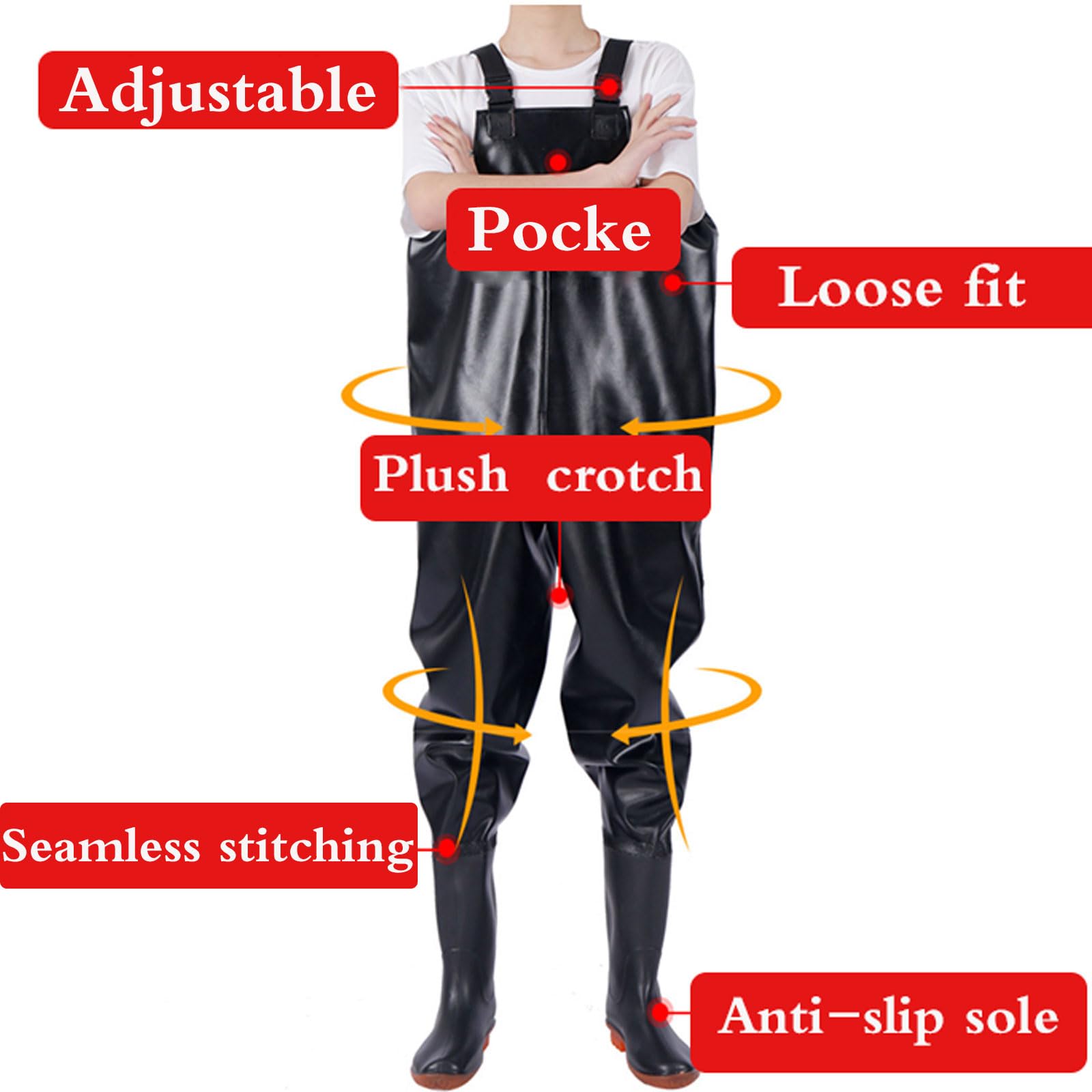 Waders de pêche Classic,Chasse Waders,Waders de Poitrine de pêche,Waders Peche Antidérapants,Waders Peche Homme,imperméable,Respirant,pêcher sur l'eau,pour Amateurs de Pêche e Sportive
