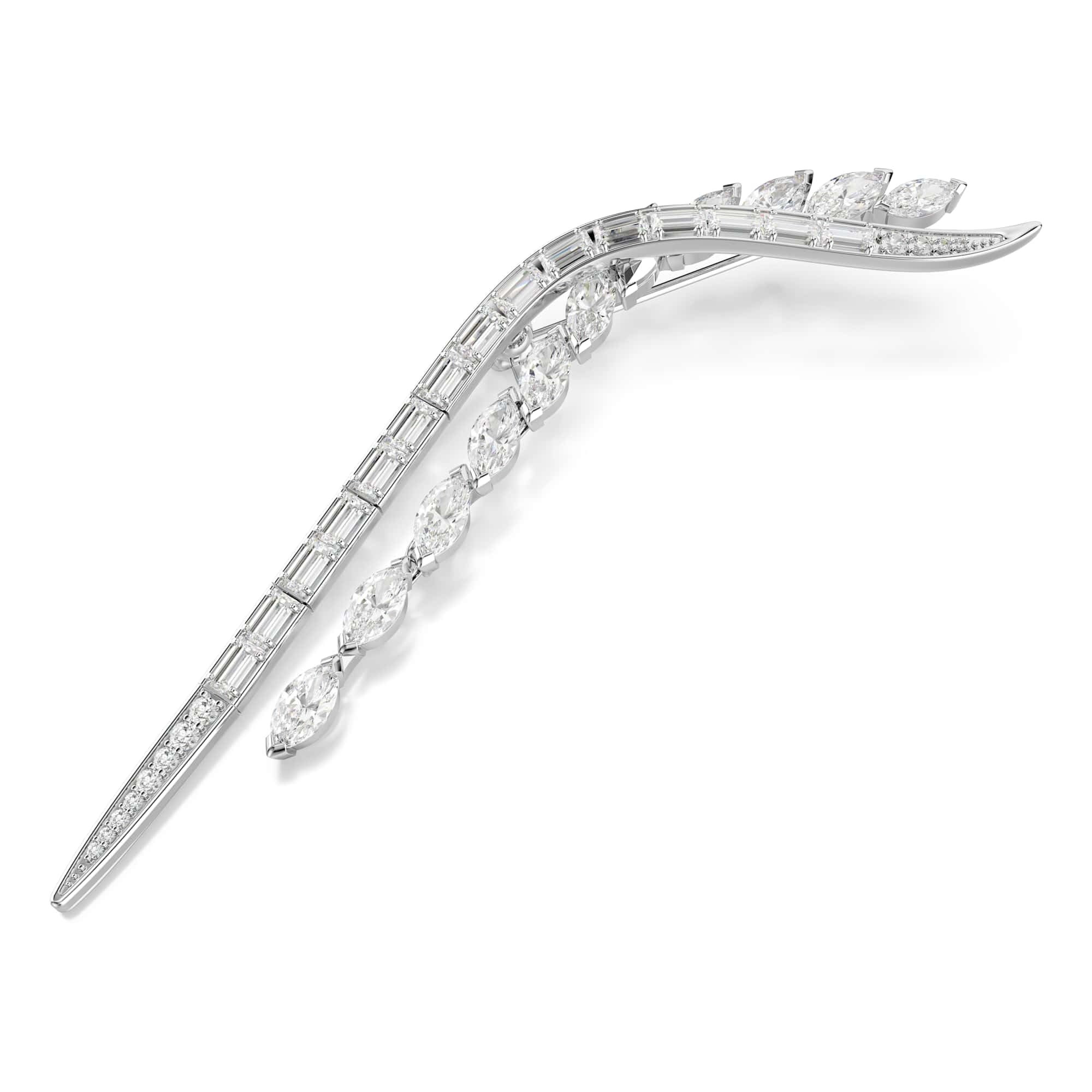 Swarovski Kollektion Brosche, Weiß, Rhodiniert