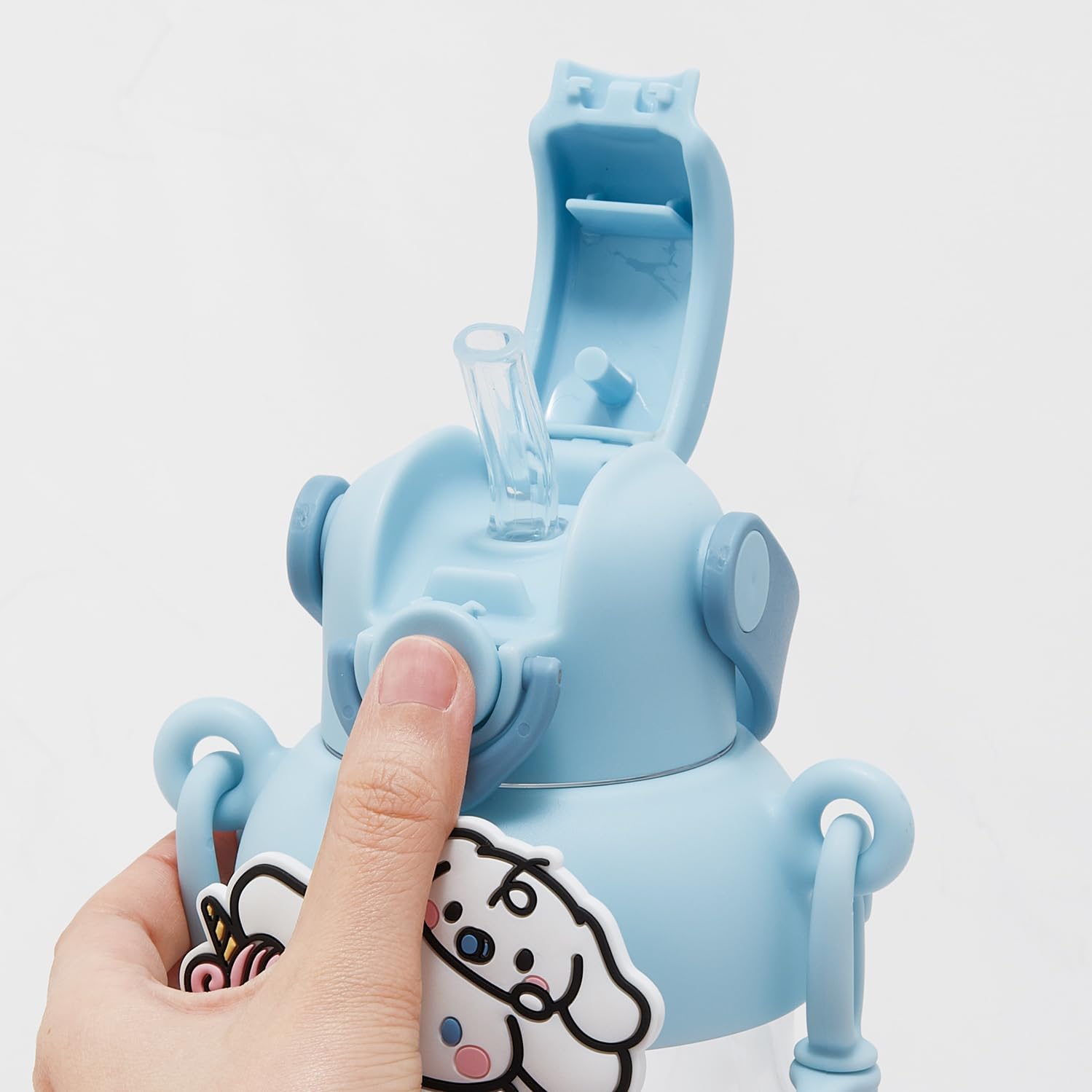 Skater PRMC7ST-A Straw Bottle with Rubber Mascot, 22.0 fl oz (650 ml), One Push Open, Lock Function, Handle Included, Shoulder Strap Included, Sanrio Cinnamorol, Favorite Days