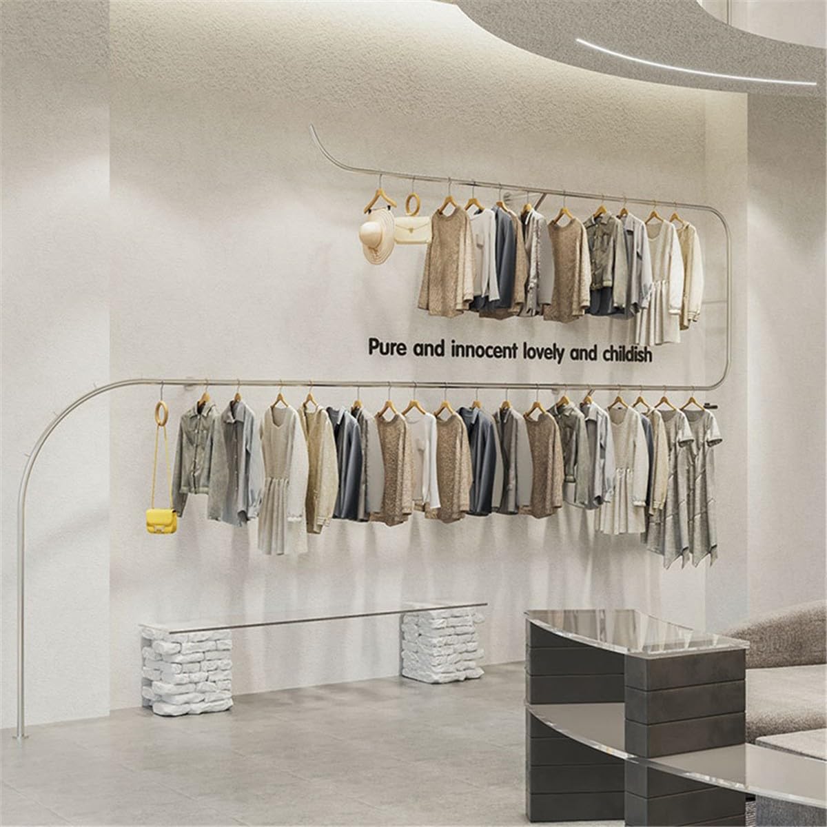 Appendiabiti A Parete Appendiabiti, Espositore per Negozi di Abbigliamento Boutique Creativo, Appendiabiti per Matrimonio Industriale Moderno per Negozio di Abbigliamento
