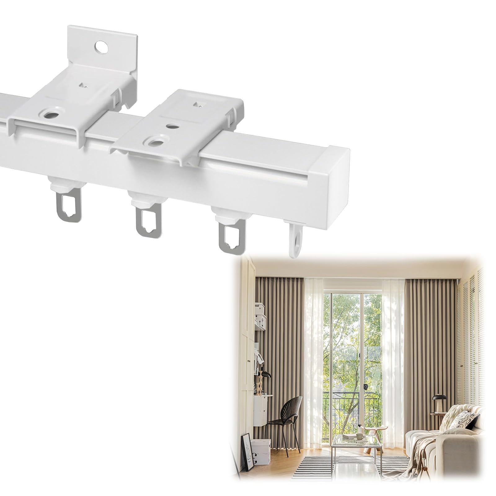 Rail de plafond en aluminium pour créer un espace intimité, tringle blanche de 230 cm