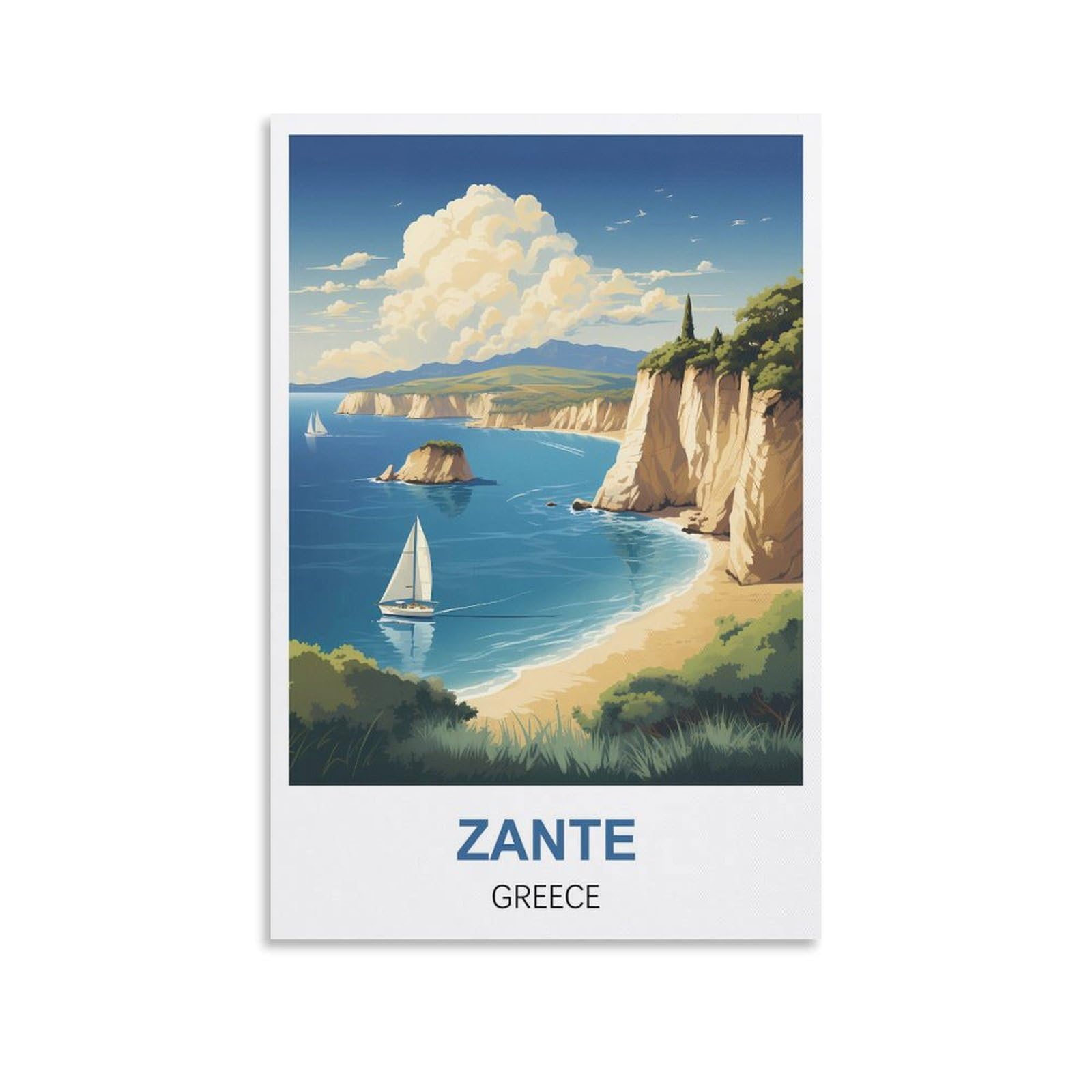 WHCHEEH Zante Greece Vintage Travel Posters 08x12inch(20x30cm) Canvas Art Print Wall Art Decor Picture