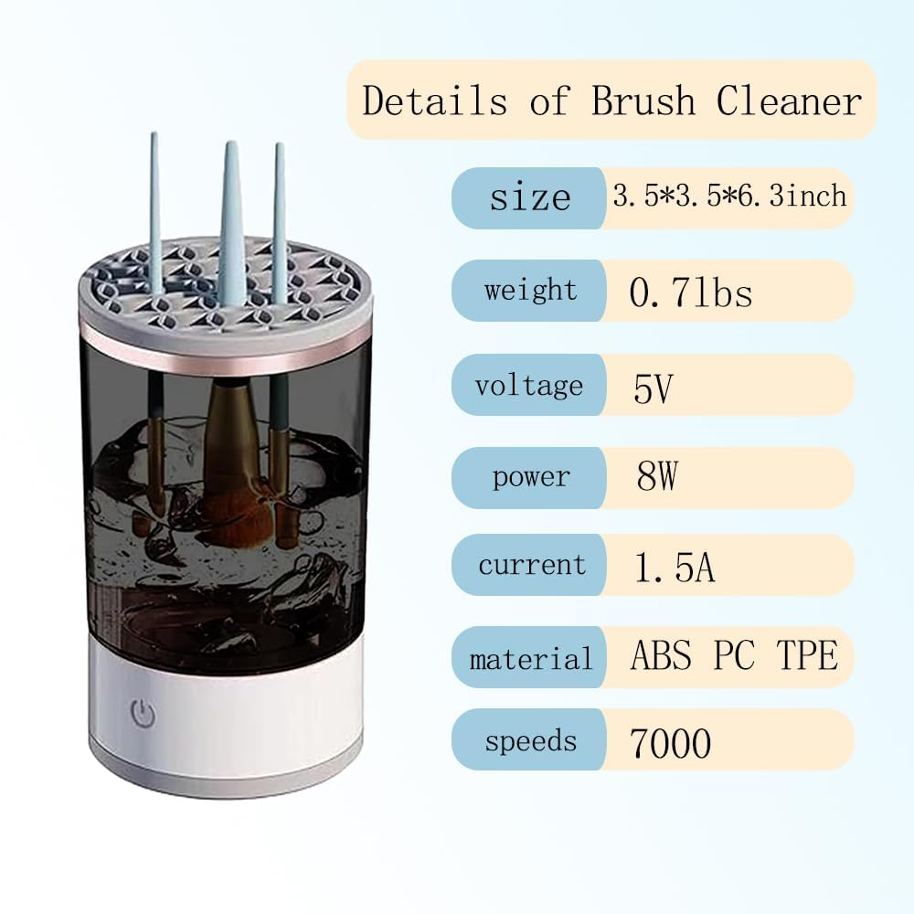 FLOITTUY Electric Makeup Brush Cleaner Machine, USB Portable Make up Brush Cleaner for All Size Makeup Brush, Multi Functional Tool for Automatic Cleaning, Drying, and Storage Great Gift For Women