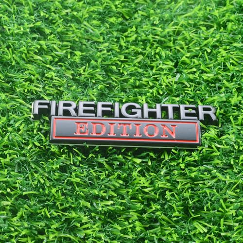 Image of 2pcs Firefighter Edition Emblem 3D Metal Decal Car Logo Badge Fit for Pickup Truck Car Truck Motorcycle 150 250 350 (Black Red)