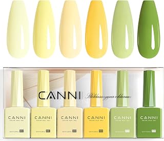 CANNI Hema-Free Pastel Gel Nail Polish Set - 6 Colors Sage Green, Lime, Pale Yellow 9ML Soak-Off LED Kit for DIY Home Manicure