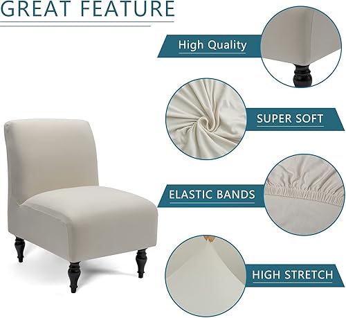 Miniatura 5 de Liykimt Funda para silla tipo pantufla sin brazos, tela jacquard elástica de elastano extraíble para sillas sin brazos, fundas protectoras para
