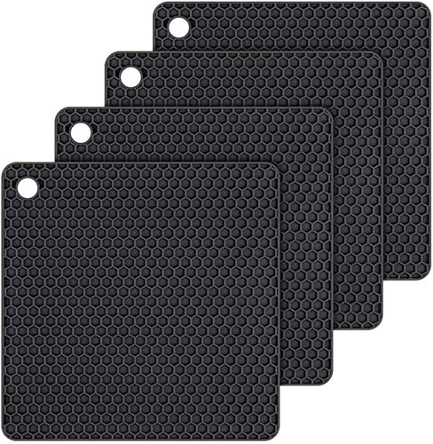 Miniatura 3 de Juego de 4 alfombrillas de silicona para salvamanteles, almohadillas para ollas, manteles suaves para encimera de cocina, mesas, platos calientes,