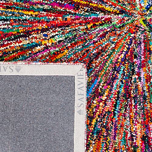 SAFAVIEH Nantucket Collection Accent Rug - 2'3" x 5', Multi, Handmade Boho Abstract Burst Cotton, Ideal for High Traffic Areas in Entryway, Living Room, Bedroom (NAN319A)