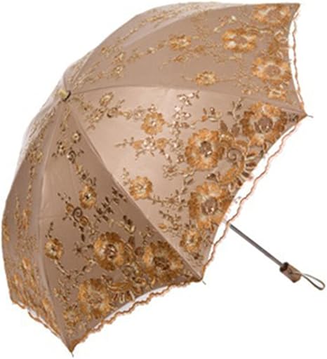 Amazon 完全遮光 Uvカット アジアンプリンセス風 大きなスパンコール フラワー 刺繍レース かわいい花飾り付き 折りたたみ日傘 傘ケース付き グラマラスゴールド ハリー 傘 レインウェア 通販