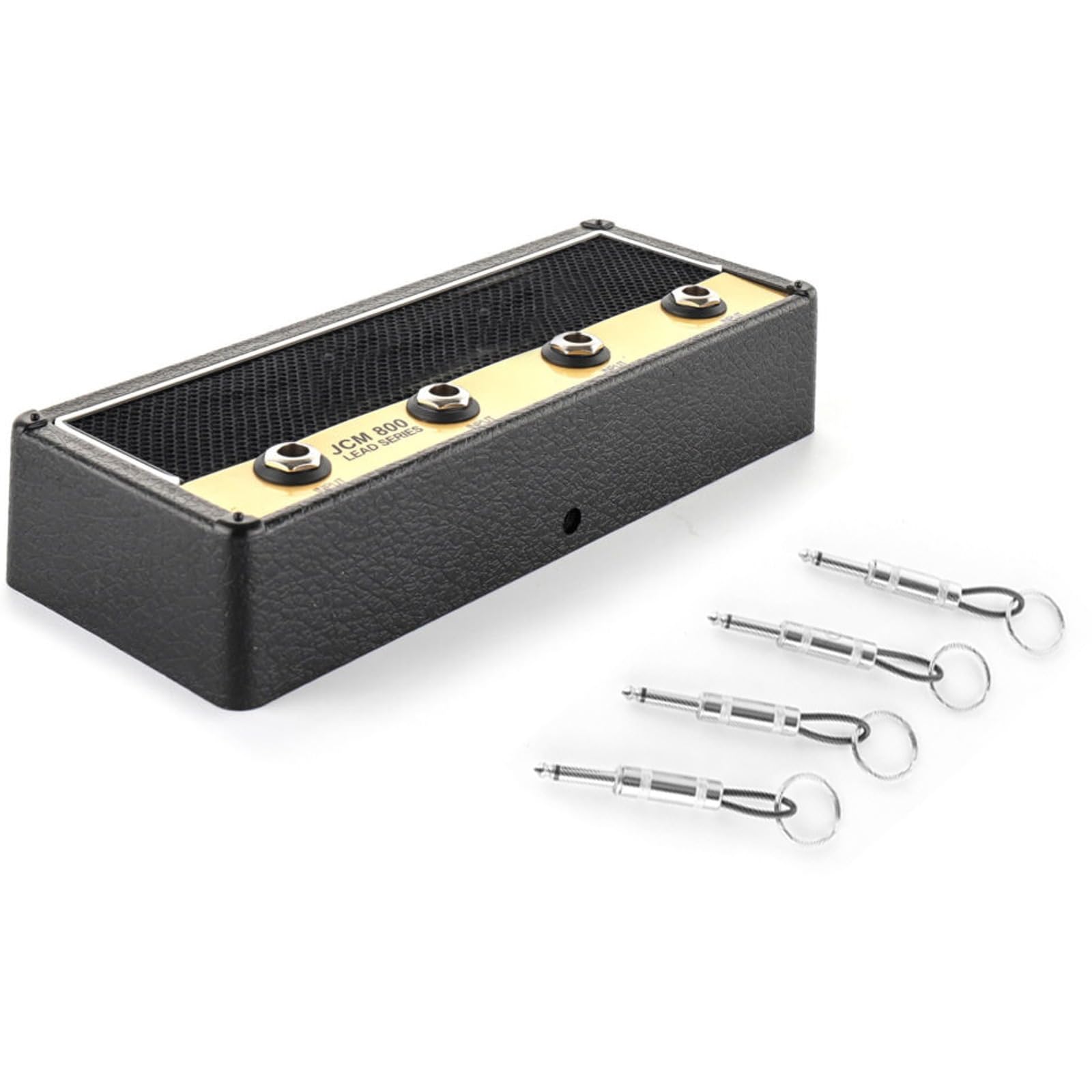 M.J COMFY-LIFE Wall Mounted Key Holder with 4 Guitar Plug Keychains - Themed Key Organizer for Music Lovers, Men & Women - Easy Install Home & Studio Accessory