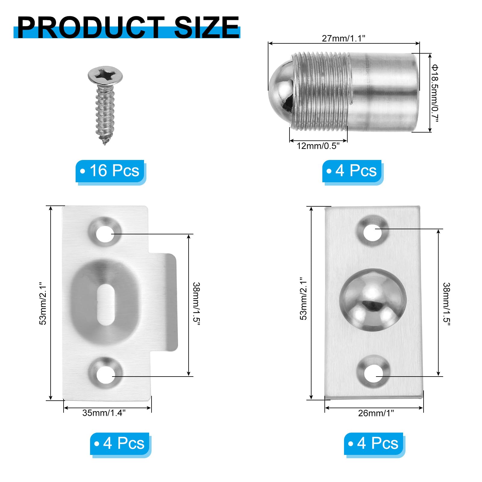 PATIKIL Stainless Steel Small Closet Ball Catch Door Hardware - Image 2