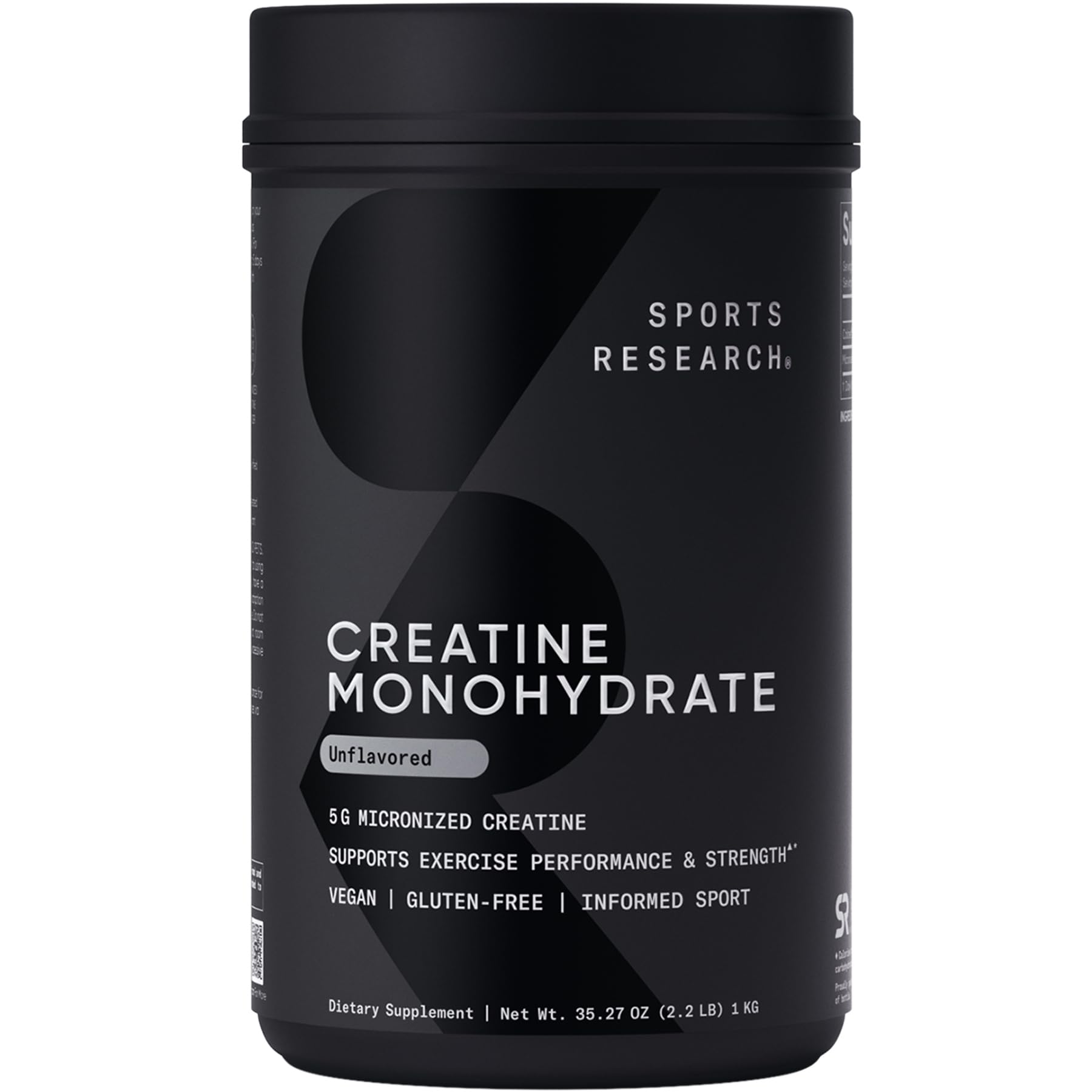 Sports Research Creatine Monohydrate - Gain Lean Muscle, Improve Performance and Strength and Support Workout Recovery - 5 g Micronized Creatine - 35.27 oz
