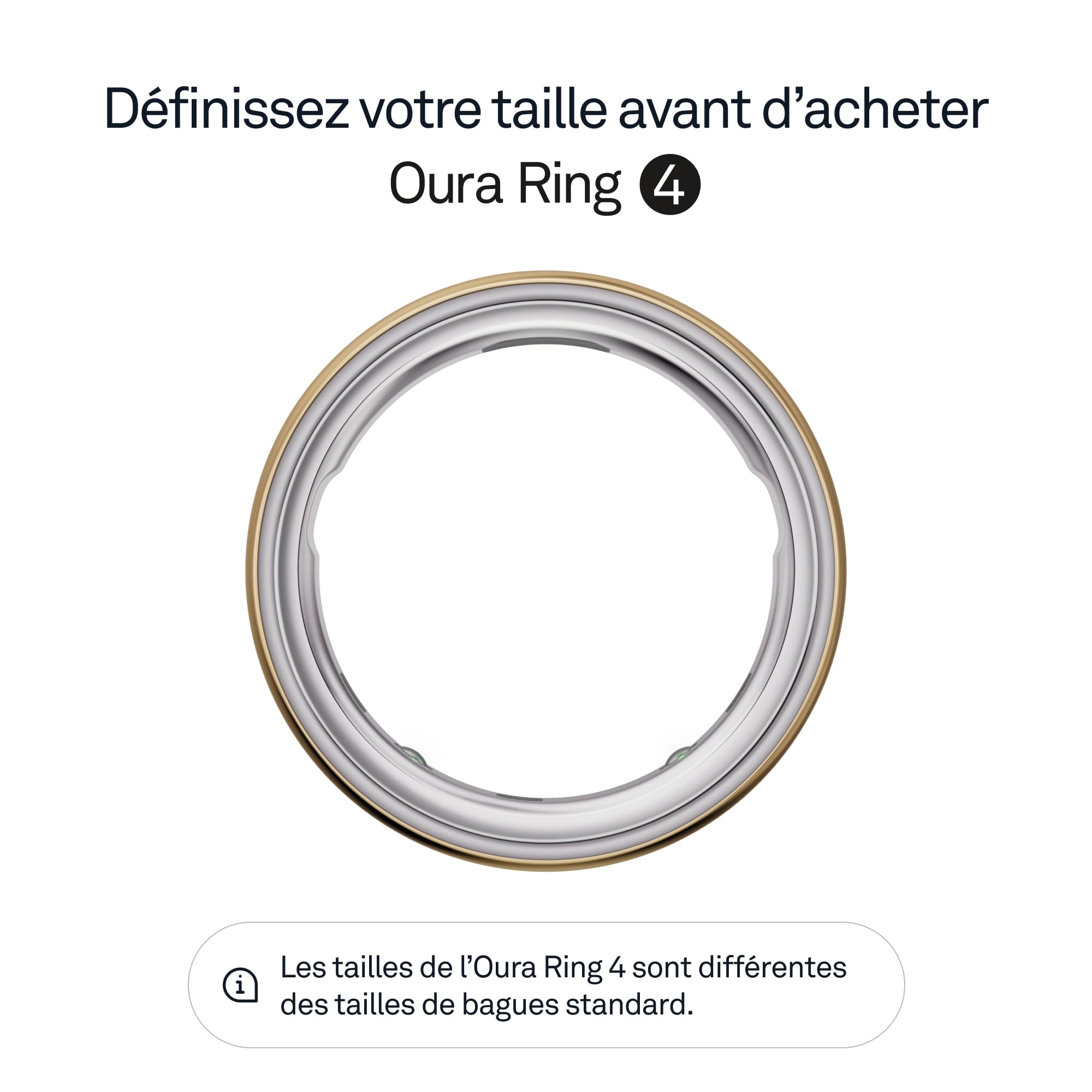 OURA Ring 4 - Gold - Taille 8 - Anneau connecté | Trouvez Votre Taille avec Le baguier Ring 4 | Suivi du Sommeil - Fréquence Cardiaque - Activité - Max. 8 Jours d'autonomie