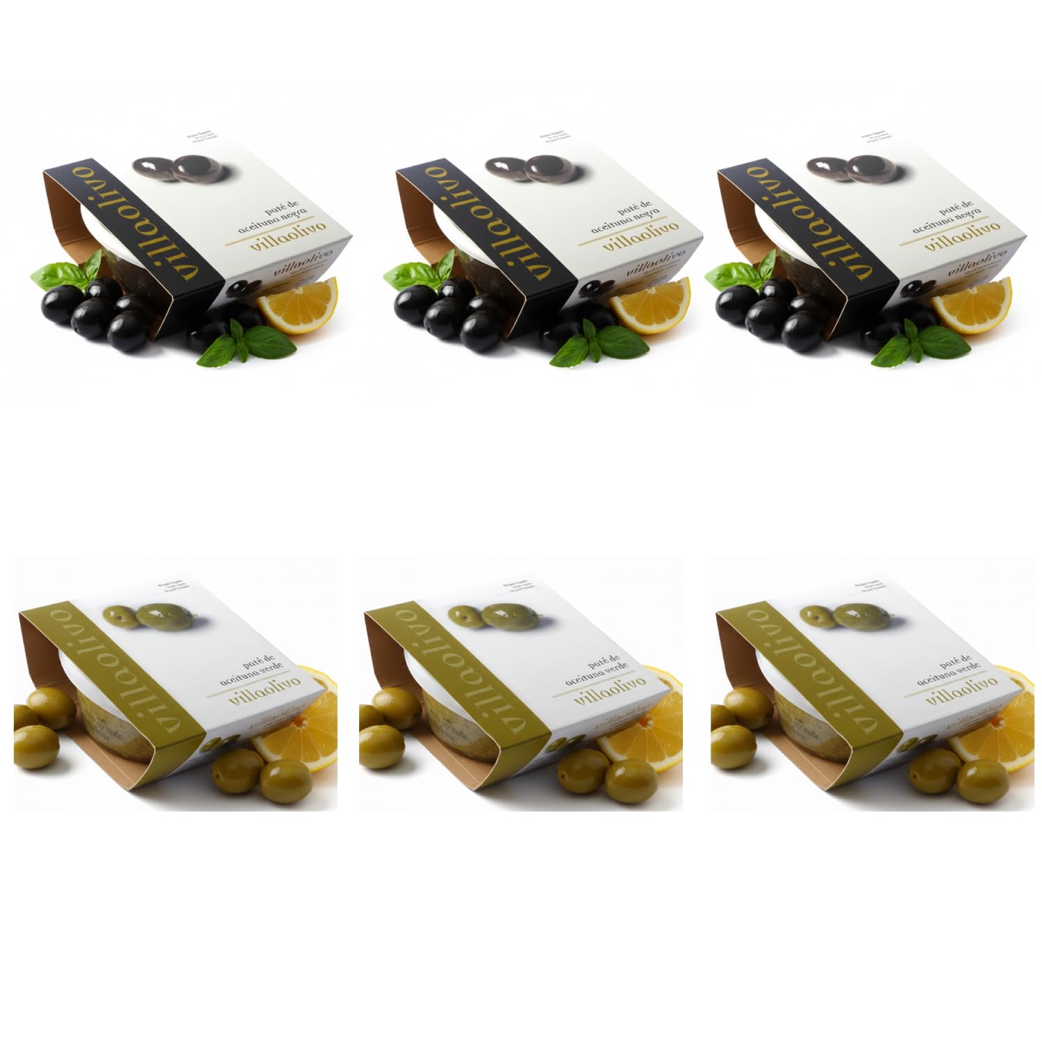 Paté de aceitunas verdes y negras 100% natural 125 g Pack 6 uds