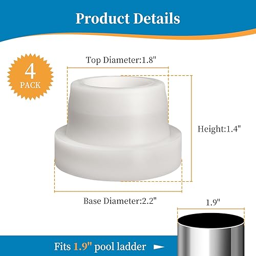 Miniatura 3 de Escalera universal para piscina de 1.9 pulgadas, tubo estándar de escalera de piscina enterrada  Tapa de goma para parachoques interior tapón
