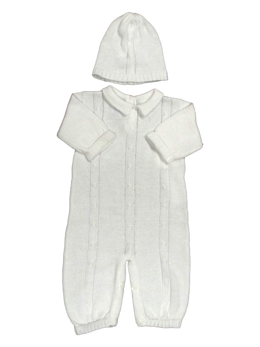 Baby's Trousseau Narrow Bodice Detail Romper with Hat A767 (New Born) White