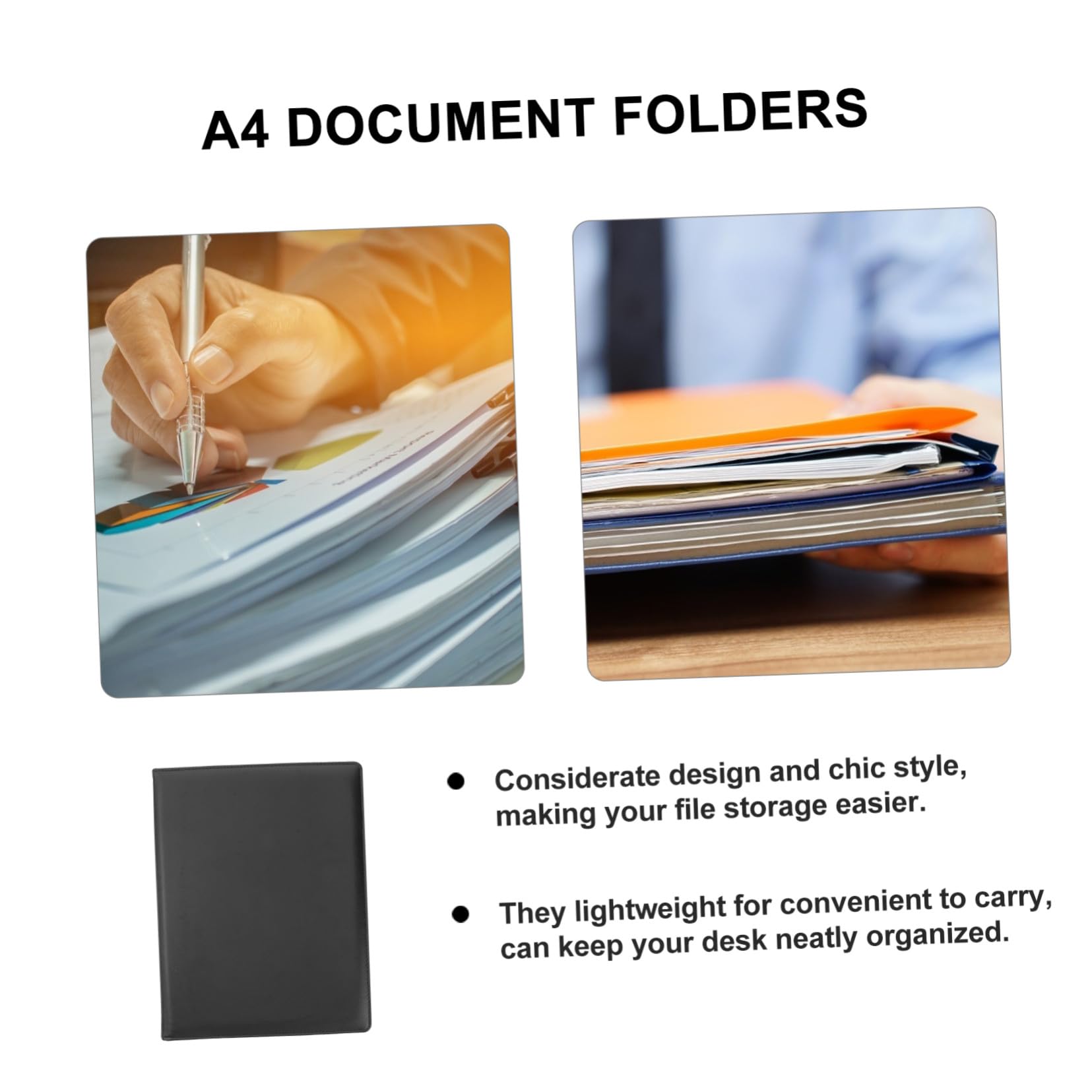Cartella Portadocumenti PU Multifunzionale con Clip Acciaio Portapenne e Blocco Note Organizer Elegante per Ufficio Conferenze e Riunioni Nero