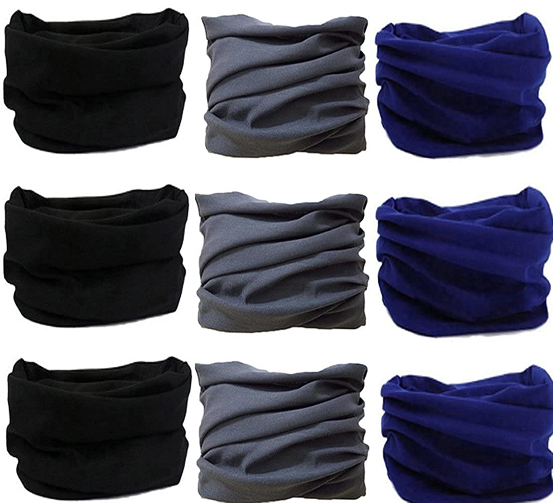 Black grey navy Bandana Combo Headwear neck gaiter Scarf for Men and Women Free Size-image-41