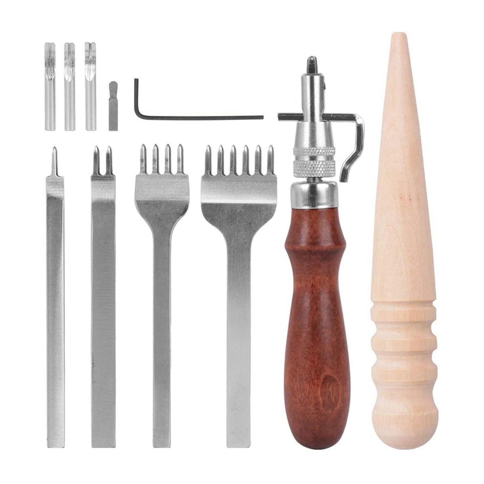 Kalttoy Tool Leather Craft Tool Set Leather Edges Polisher Groover for Hand Stitching Sewing Hole Hole Puncher for Belts Puncher Hand Machine