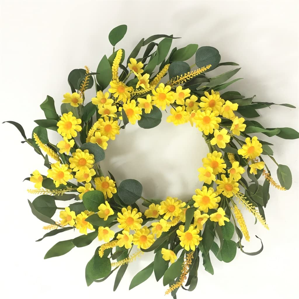 ISCBAFYX Spring Delight: Petite Daisy Door Wreath, Lifelike Floral Decor