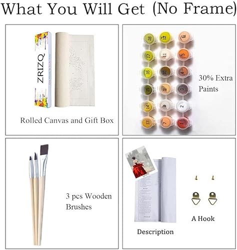 Miniatura 4 de ZRIZQ Pintura por números para adultos principiantes, kits de pintura por números para niños sobre lienzo, pintura al óleo acrílica para decoración