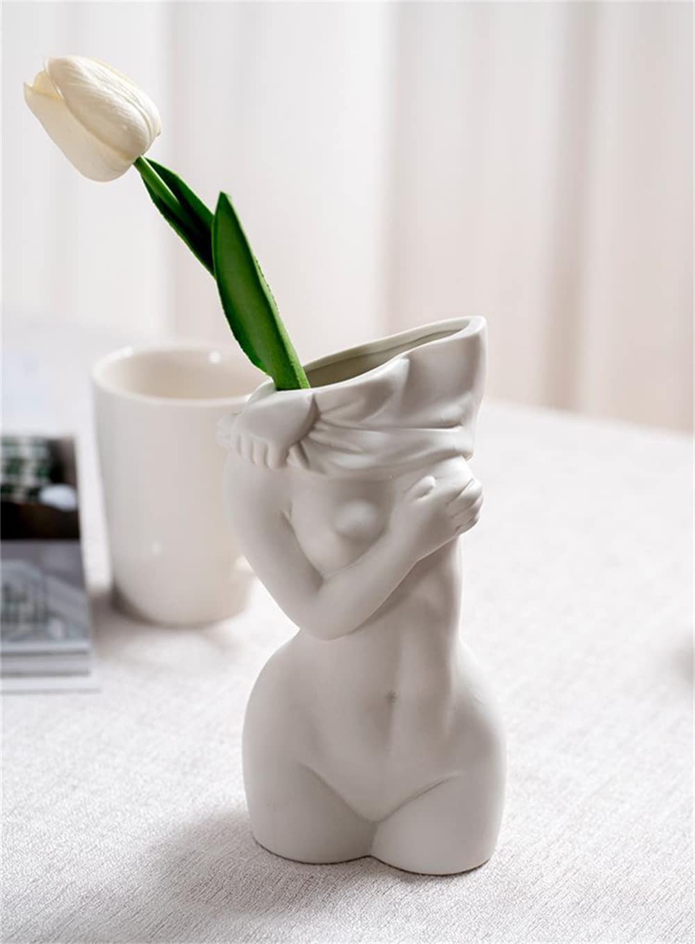 Amazon.co.jp: 人間花瓶 人間の体セラミック花瓶 白 陶器 花器