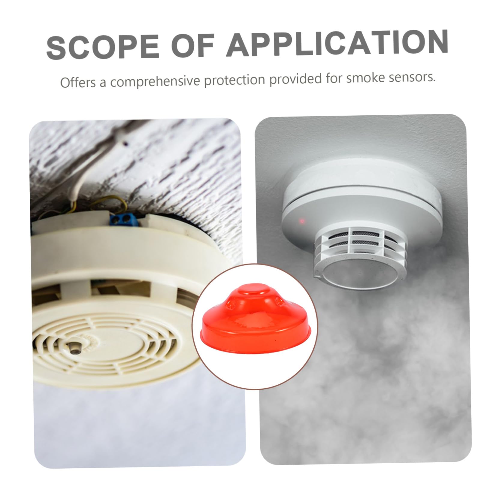 TOPBATHY Cubierta Protectora del Detector De Humo Alarma Co Protección para Detectores De Humo Cubierta para Detectores De Humo Guardia del Detector De Humo Rojo 2 Piezas X 4