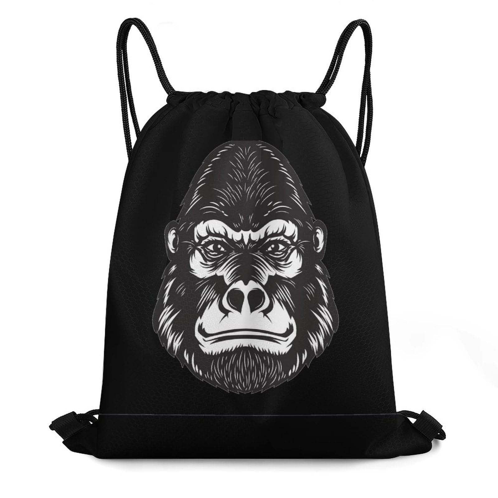Gorilla Head Drawstring Backpack Durable Sport Gym Bags Daypack for Men Women 35 * 42cm