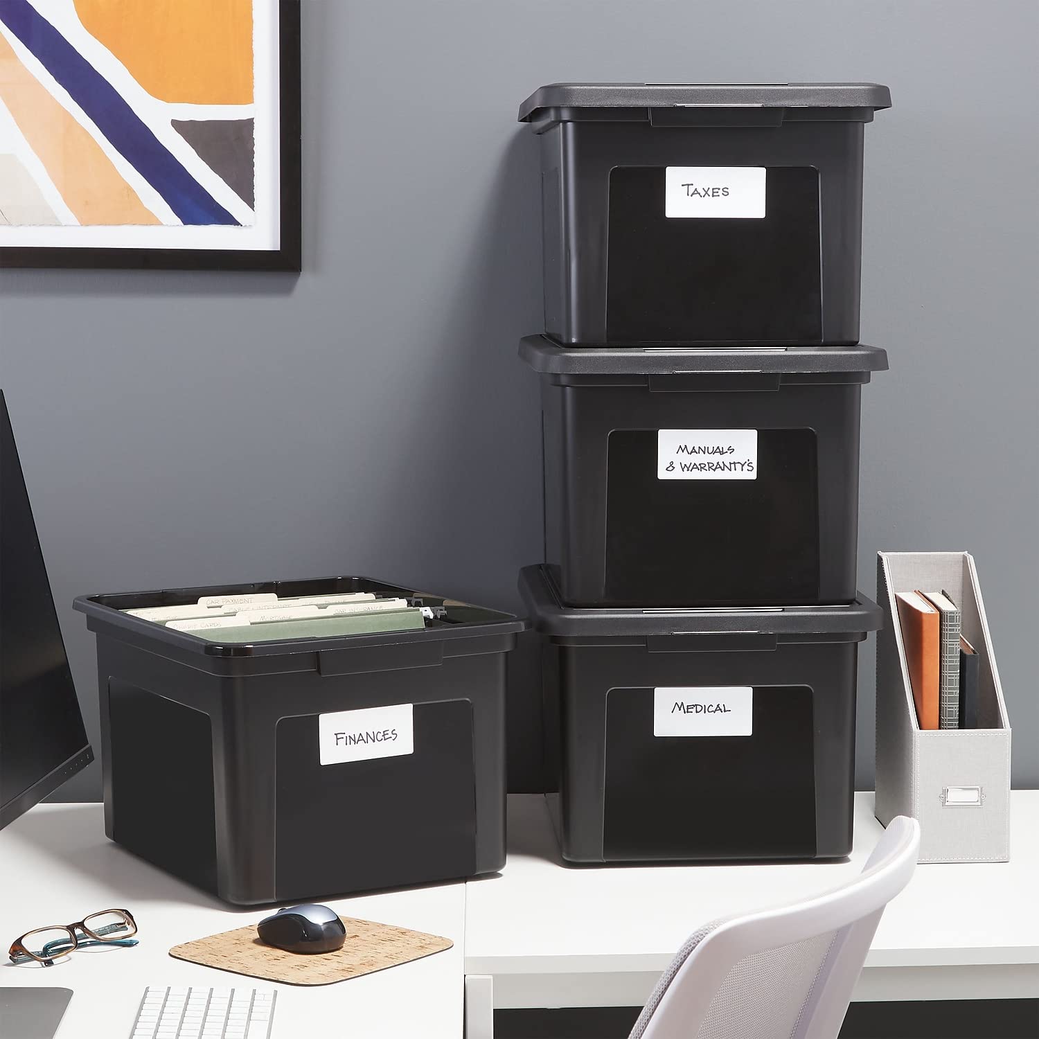 Staples Hängeregistraturbox, Schnappdeckel, Buchstaben-/Rechtsgröße, schwarz, 1 Stück