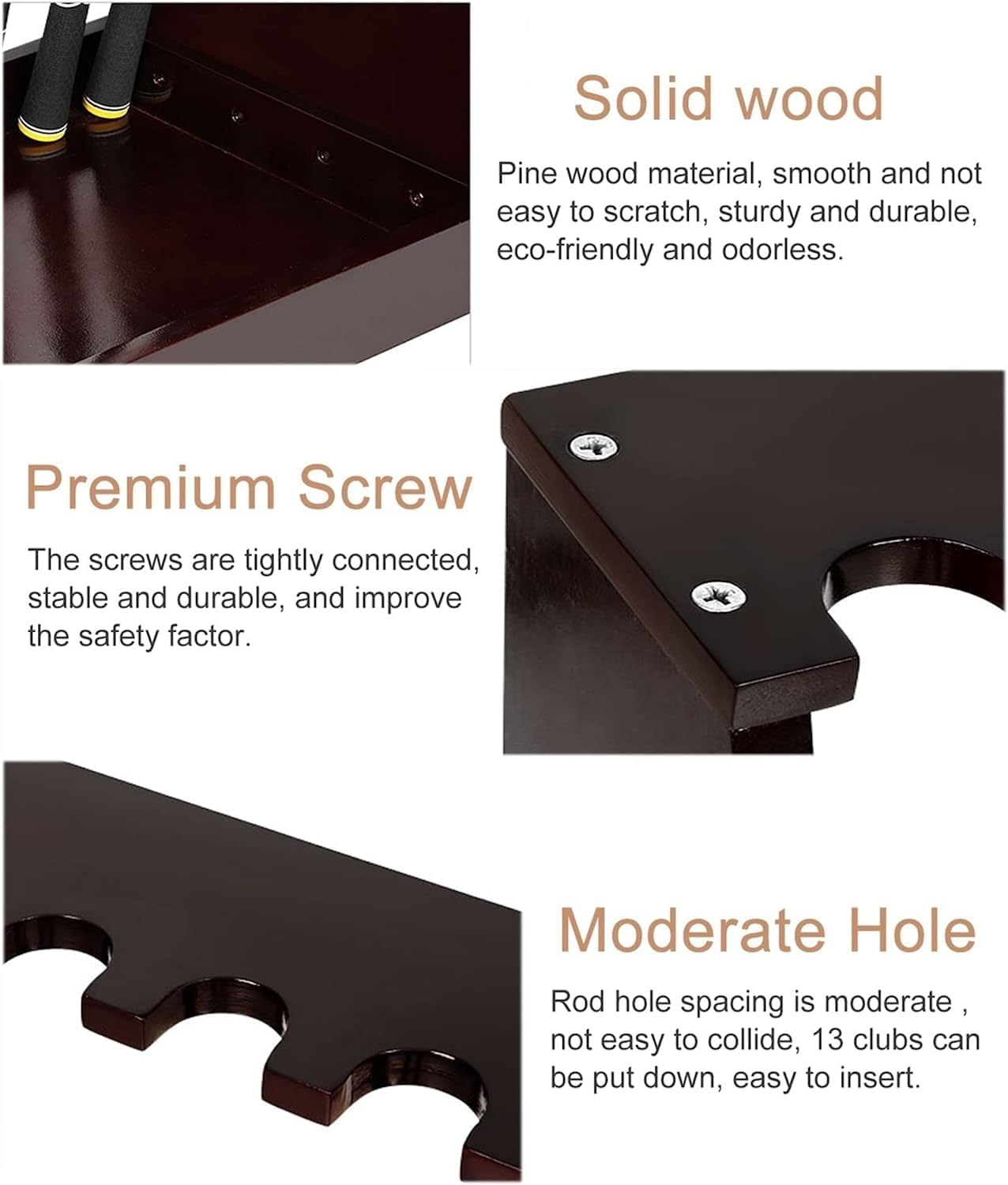 Katzowen Golf Club Stand Display Wood, 13 Putter Holder Golf Club Organizer, Golf Clubs Equipment Storage Rack, for Indoor/Outdoor/Golf Club