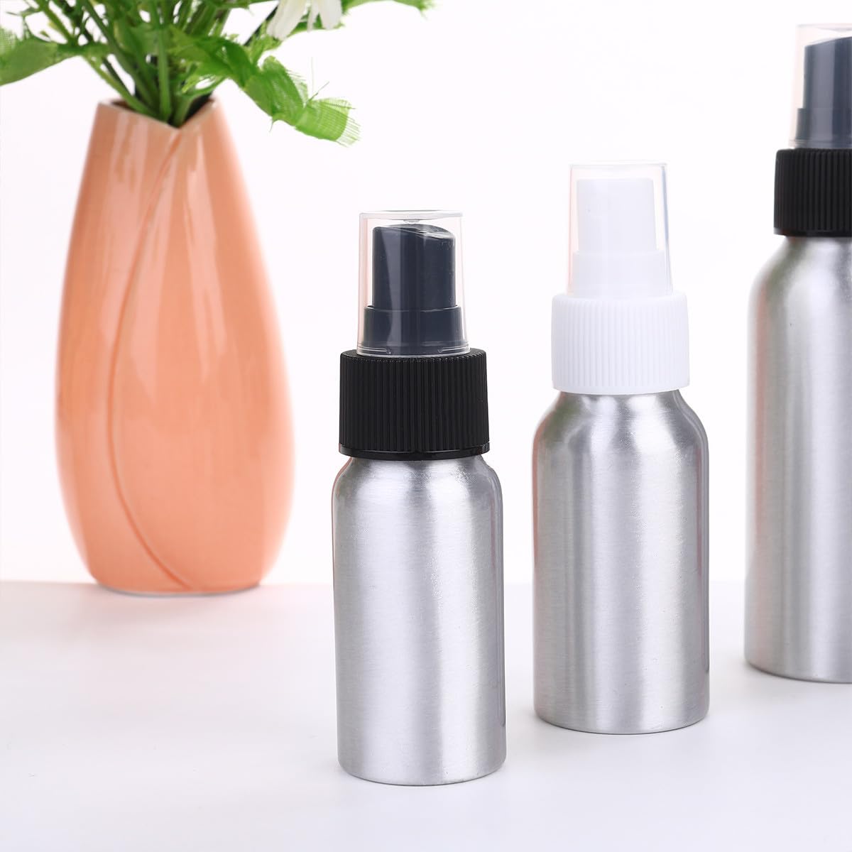 Bottiglia Spray Ricaricabile in Alluminio Nero 30/50/100ml, 3 Pezzi