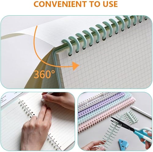 Miniatura 7 de Operitacx 10 peines de encuadernación de plástico, anillos de encuadernación de hojas sueltas A4, peines de encuadernación con bisagras para carpeta