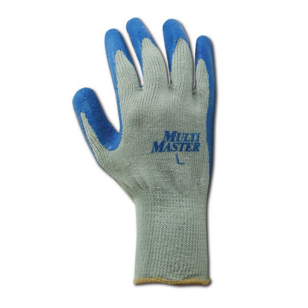 Magid MultiMaster 9529 Cotton/Polyester Glove, Blue Latex Palm Coating, Knit Wrist Cuff, 11" Length, X-Large (One Dozen)