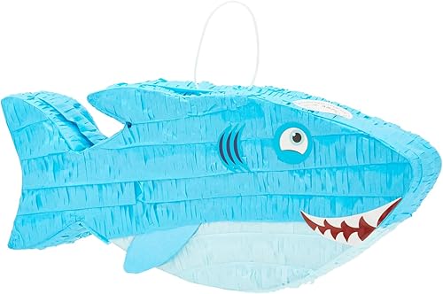 Miniatura 1 de BLUE PANDA Piñata de tiburón, piñata de pez con temática oceánica, decoraciones de cumpleaños de tiburón, decoración de fiesta bajo el mar (pequeña,
