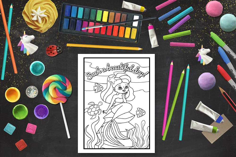 Mermaid Coloring Book for Kids: 35 Cute Illustrations for Children Ages 3-10