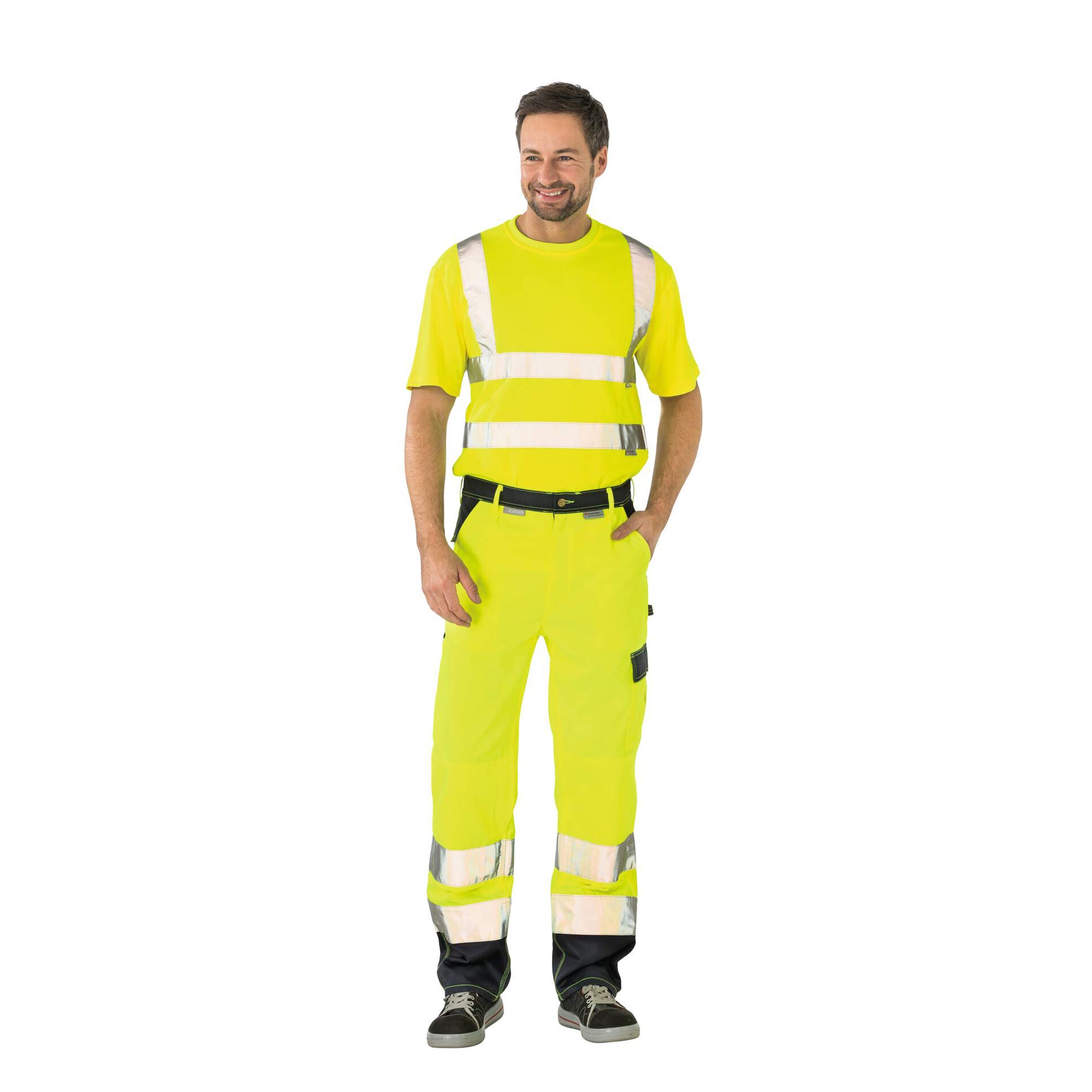 Planam 2017070 Warnschutz Bundhose, Gelb/Marine, Größe 70