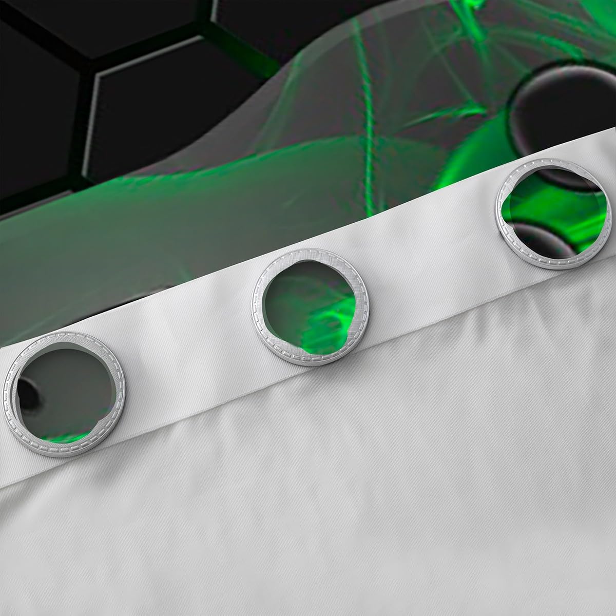 Homewish Gamer Gaming Fenstervorhänge für Jungen Geometrisches Wabenmuster Sechseck Vorhänge Kinder Cool Spielen Vorhang Videospiel Gamepad Ösenvorhänge für Spielzimmer Grün Schwarz 175x140, 2 Paneele