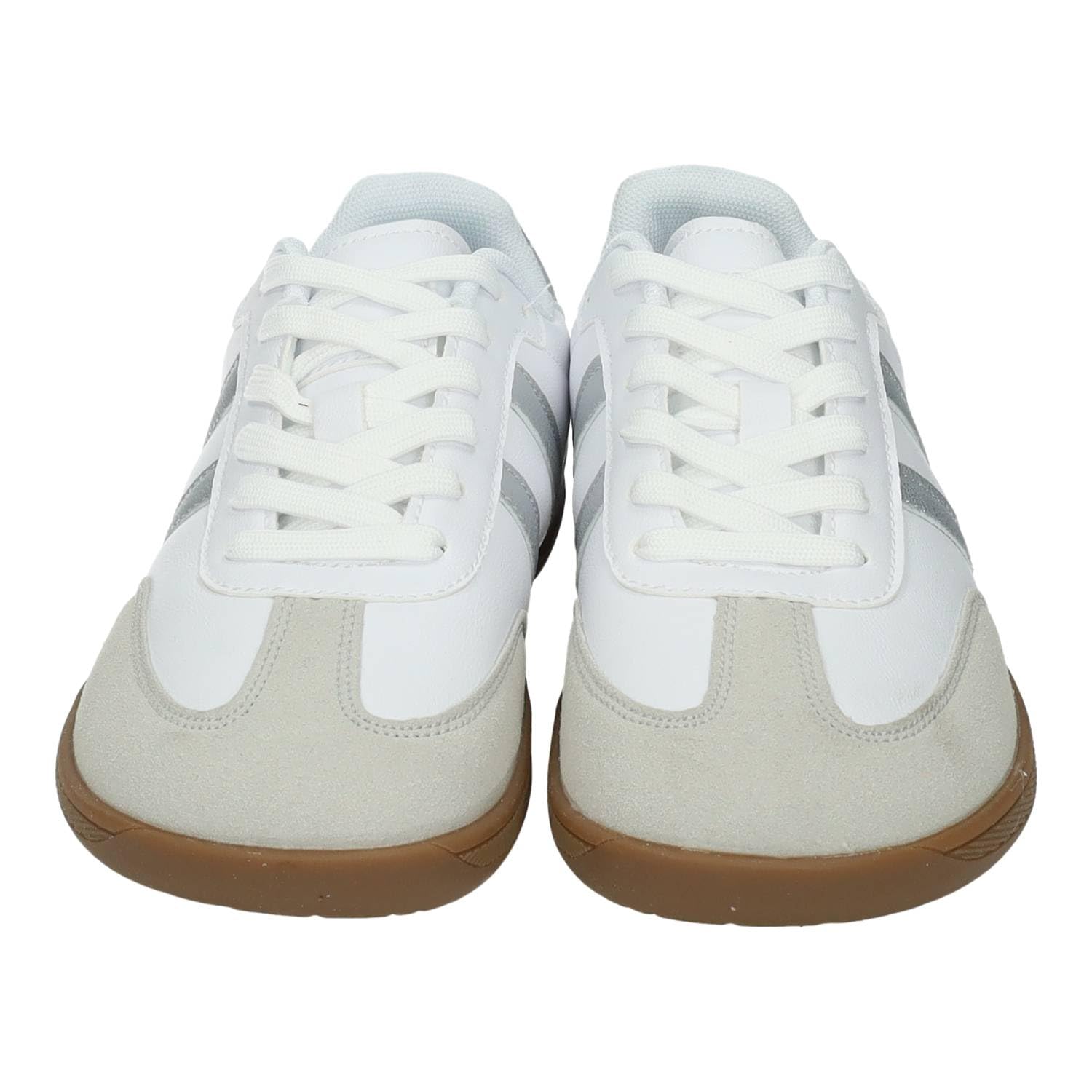 DEMAX 7-1227H Zapatillas Deportivas respetuosas para Mujer Demax Blancas con Detalles Plata y Plantilla Double Memory Foam Mujer Deportivos