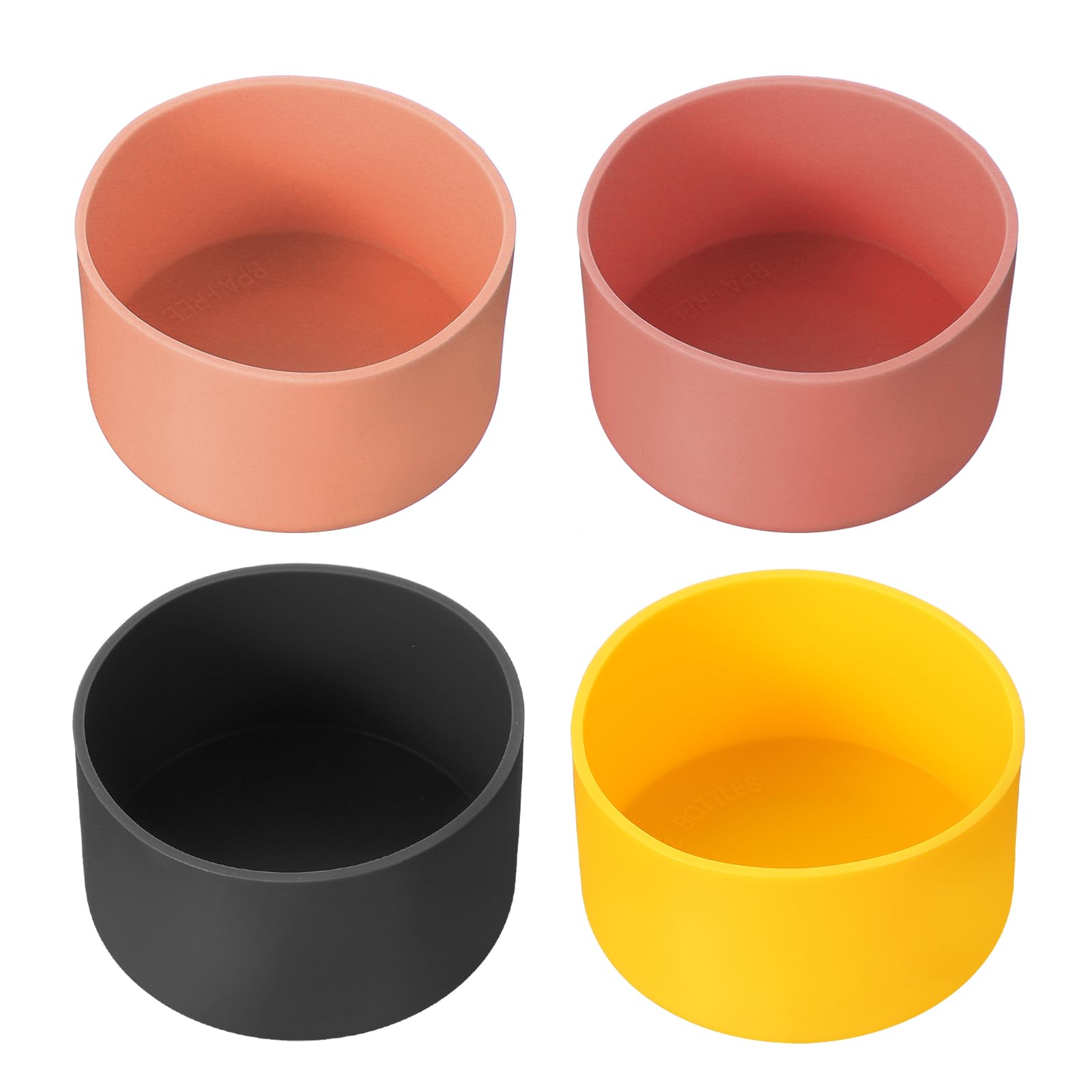 PATIKIL Silicone Boot for Tumbler Boot, 4Pcs Bottom Sleeve Protector for Water Bottle Car Travel Cup, Black/Yellow/Red/Light Orange