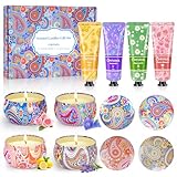 Gift Baskets for Women - Scented Candles Gift Set & Hand Lotion Cream Set, Christmas Gift Set, Teacher Appreciation Gifts, Holiday Birthday Gift for Mother Wife Coworkers Friends Teacher