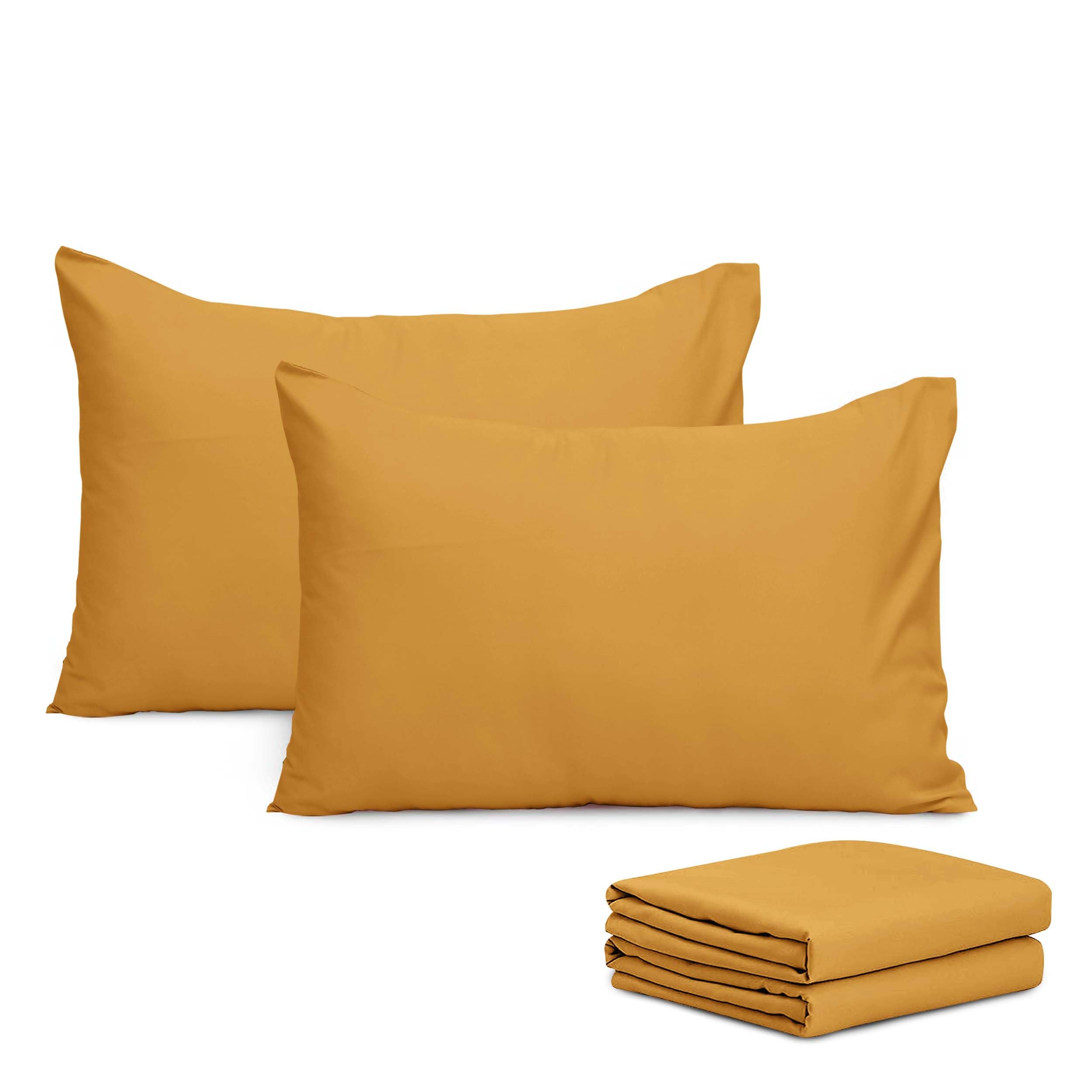 Imperial Rooms Pillow Cases 4 Pack Super Soft Easy Care Fade Resistant Hypoallergenic Brushed Microfibre Pillow Covers (Ochre, Pillowcases 4 Pcs)