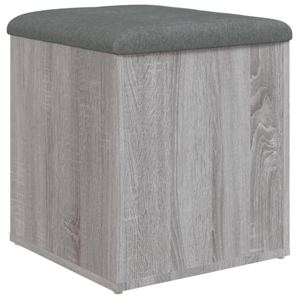 Sitzbank mit Stauraum Grau Sonoma Holzwerkstoff 42x42x45 cm mit gepolstertem Kissen als Flurbank Garderobenbank Schuhbank Aufbewahrungsbank für Diele Wohnzimmer Schlafzimmer