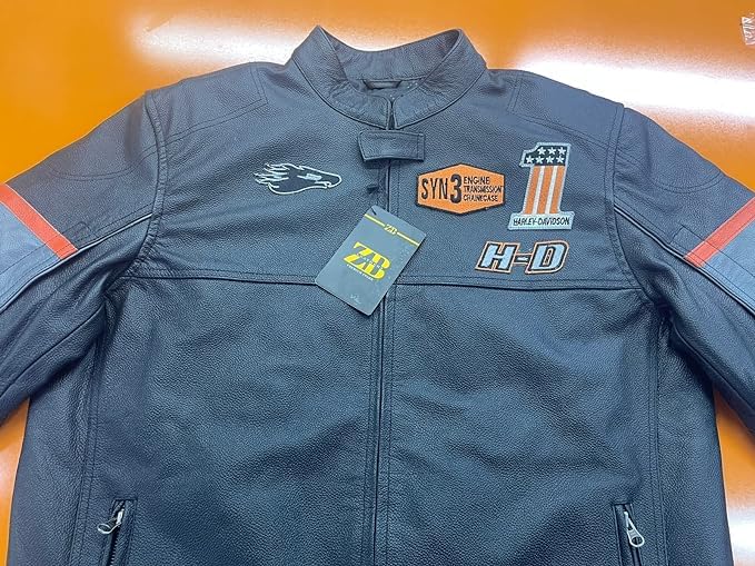 Mens H-D Screaming Eagle Rider Vintage Biker Black Cowhide Motorcycle Leather Moto Jacket3