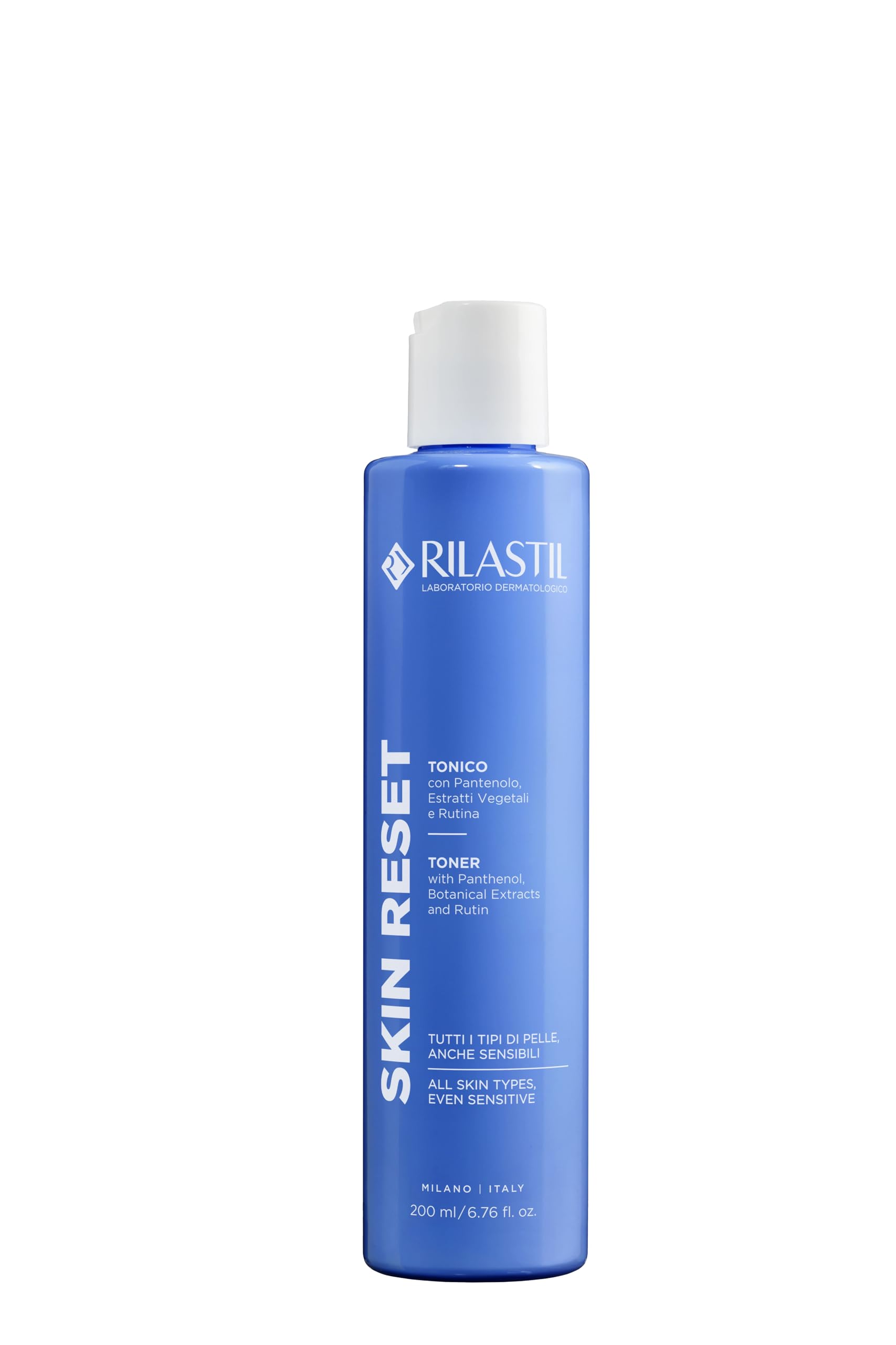Rilastil Skin Reset Tonico, Soluzione Senza Alcool, Tonifica e Rinfresca, con Pantenolo, Estratti Vegetali e Rutina, 200 ml