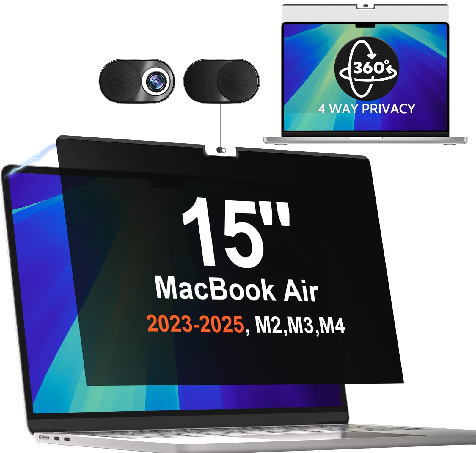 Filtro de privacidad de 360° para MacBook Air 15 evita miradas ajenas con pantalla magnética 8