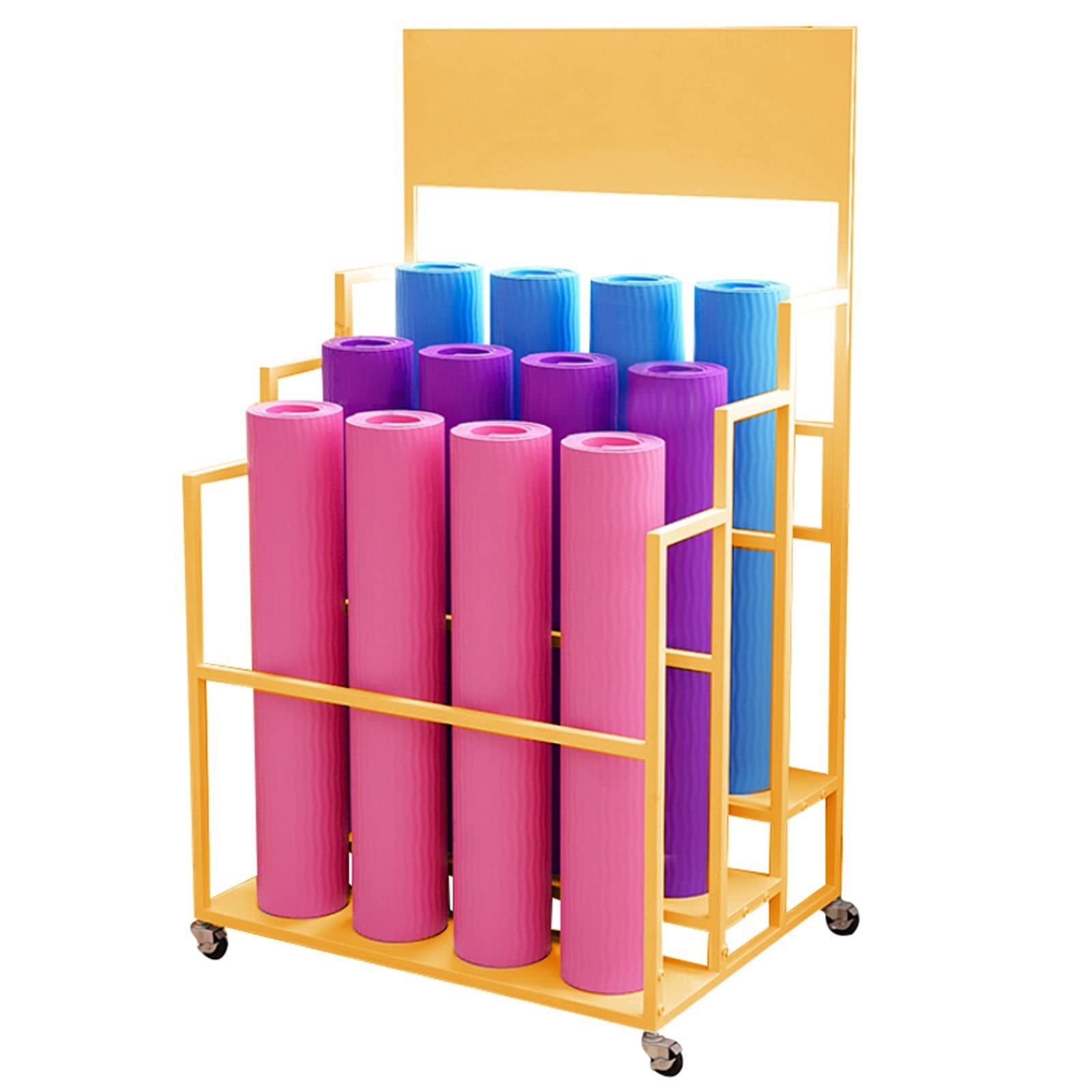 Soporte para Esterilla de Yoga, Soporte Grande para Esterilla de Yoga y Organizador de Rodillos de Espuma: Carrito de Almacenamiento con Ruedas para el hogar y el Gimnasio, Estante para colc