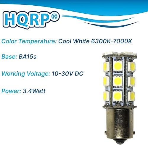 Miniatura 3 de HQRP Paquete de 2 bases de bayoneta de un solo contacto BA15s 6300-7000K compatibles con John Deere JD AD2062R piezas de repuesto LA115 D130 CS y CX