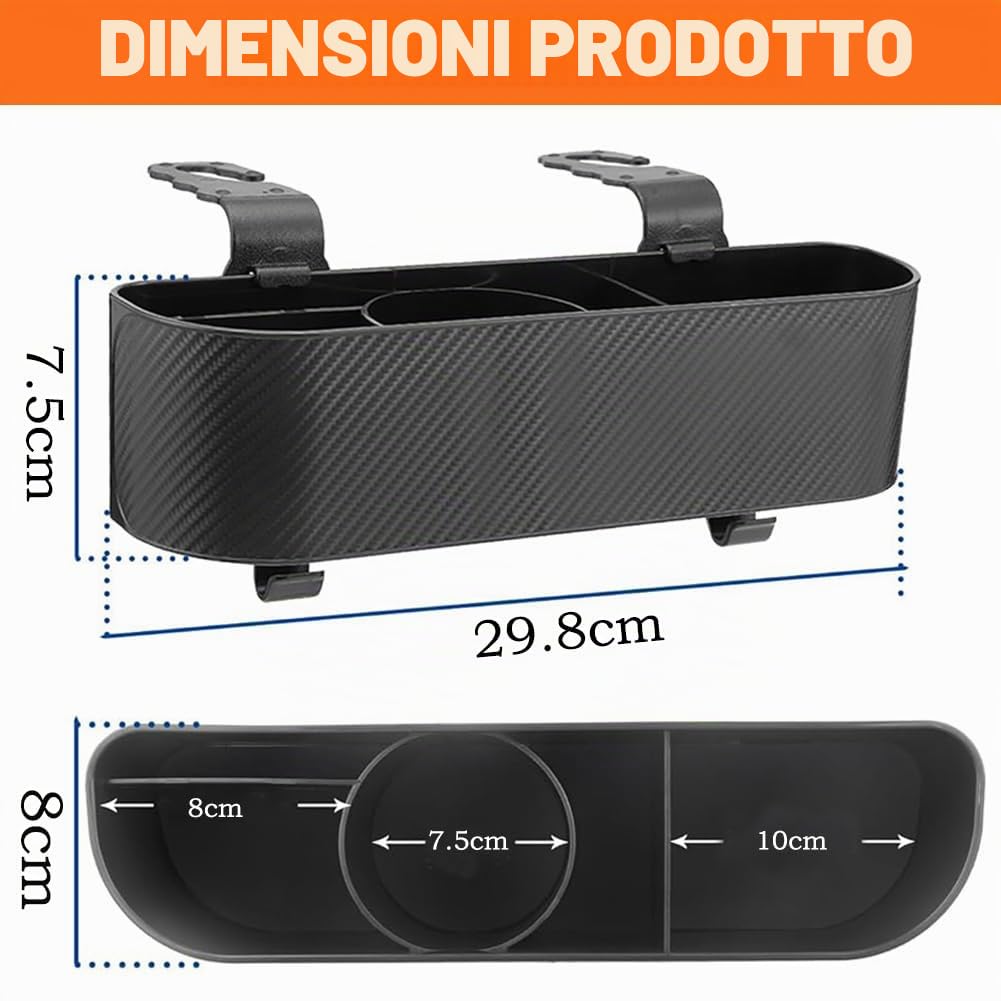 Organizer per poggiatesta auto con portabicchieri, portaoggetti da appendere allo schienale del sedile con ganci, multifunzione, tasca per bevande, cibo, snack, telefono, vassoio per bambini,