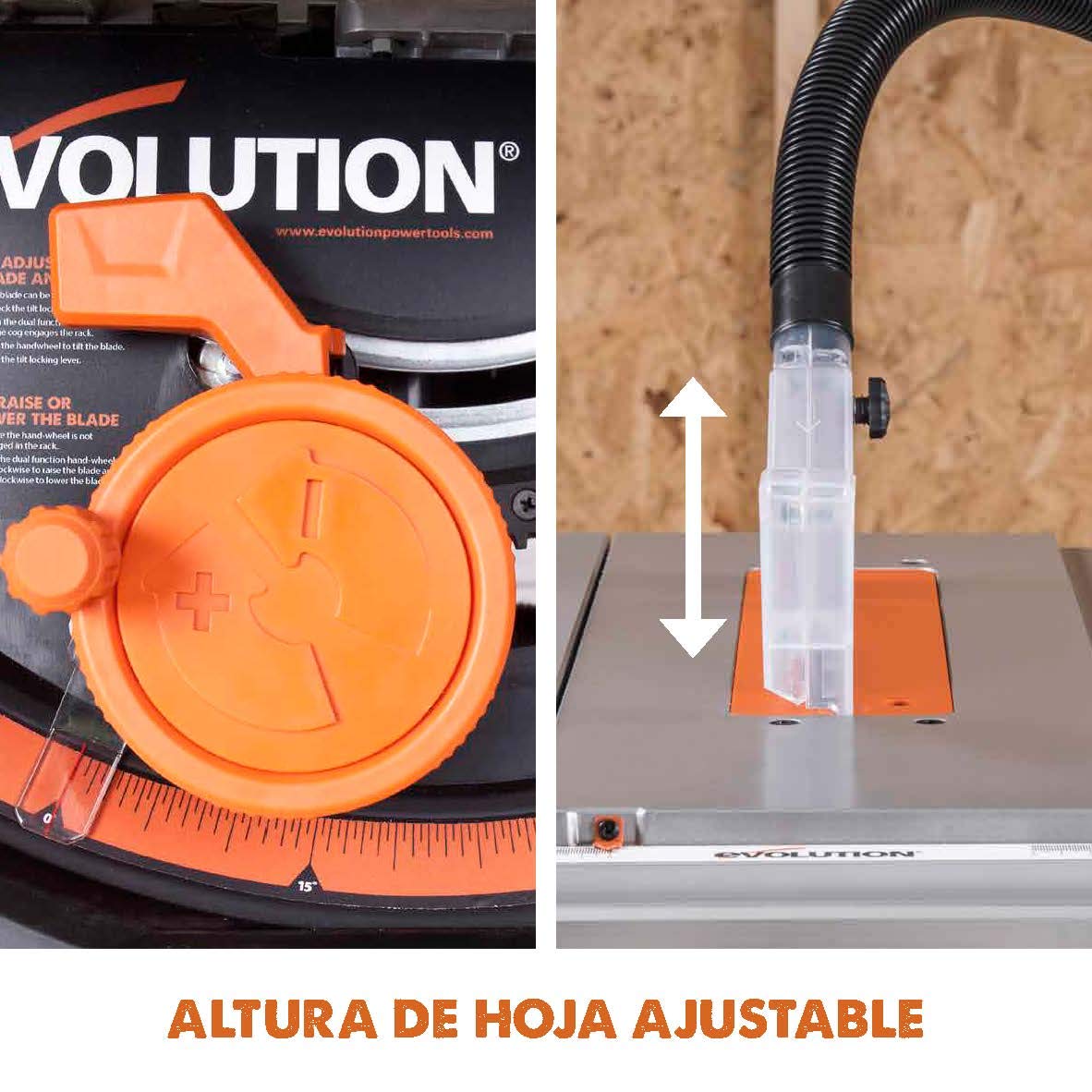 EVOLUTION POWER TOOLS 057-0003 Sierra de mesa multimaterial Rage 5-S, 1500 W, 230 V, 255 mm