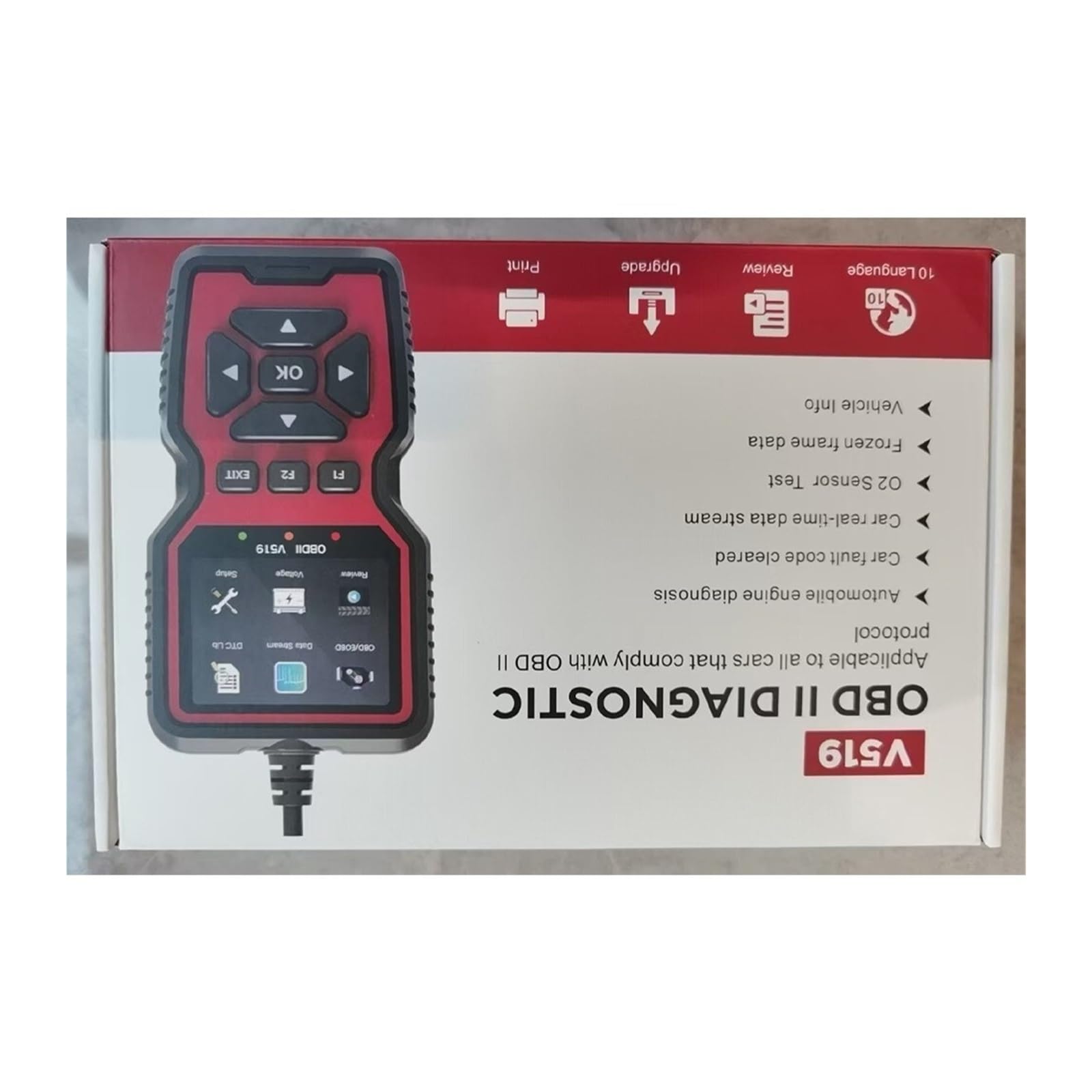 Probador de diagnóstico fallas vehículos OBD transfronterizo V519, detección y decodificación batería Herramienta de diagnóstico